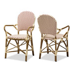 Load image into Gallery viewer, Baxton Studio Seva Classic French Indoor and Outdoor Bamboo Style Stackable Bistro Dining Chair Set of 2
