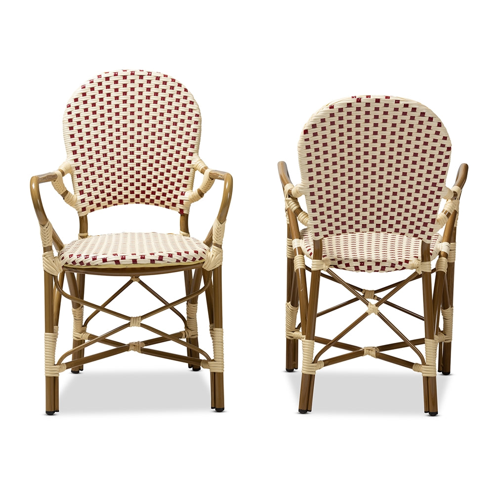 Baxton Studio Seva Classic French Indoor and Outdoor Bamboo Style Stackable Bistro Dining Chair Set of 2