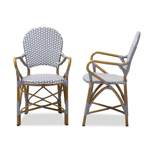 Baxton Studio Seva Classic French Indoor And Outdoor Beige And Red Bamboo Style Stackable Bistro Dining Chair Set Of 2