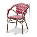 Load image into Gallery viewer, Baxton Studio Eliane Classic French Indoor And Outdoor Red And White Bamboo Style Stackable Bistro Dining Chair Set Of 2
