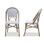 Load image into Gallery viewer, Baxton Studio Celie Classic French Indoor And Outdoor Grey And White Bamboo Style Stackable Bistro Dining Chair Set Of 2
