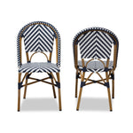 Load image into Gallery viewer, Baxton Studio Celie Classic French Indoor And Outdoor Blue And White Bamboo Style Stackable Bistro Dining Chair Set Of 2
