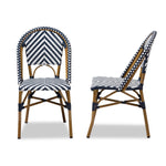 Load image into Gallery viewer, Baxton Studio Celie Classic French Indoor And Outdoor Blue And White Bamboo Style Stackable Bistro Dining Chair Set Of 2
