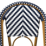 Load image into Gallery viewer, BAXTON STUDIO CELIE CLASSIC FRENCH INDOOR AND OUTDOOR BLUE AND WHITE BAMBOO STYLE STACKABLE BISTRO DINING CHAIR SET OF 2
