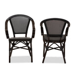 Load image into Gallery viewer, Baxton Studio Artus Classic French Indoor And Outdoor Black Bamboo Style Stackable Bistro Dining Chair Set Of 2
