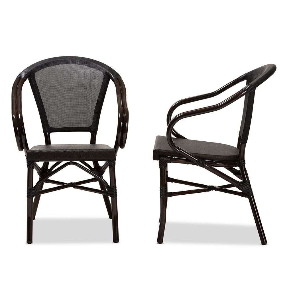 Baxton Studio Artus Classic French Indoor And Outdoor Black Bamboo Style Stackable Bistro Dining Chair Set Of 2