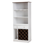 Load image into Gallery viewer, Baxton Studio Mattia Mid-Century Modern White And Walnut Finished Wood Wine Cabinet
