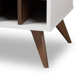 Load image into Gallery viewer, BAXTON STUDIO PIETRO MID-CENTURY MODERN WHITE AND BROWN FINISHED WINE CABINET
