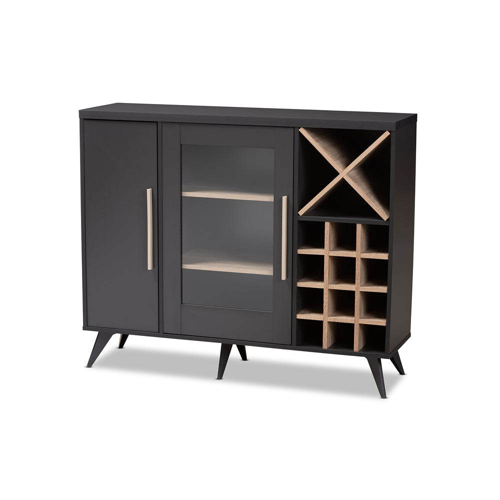 Baxton Studio Pietro Mid-Century Modern Finished Wine Cabinet