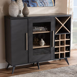 Load image into Gallery viewer, Baxton Studio Pietro Mid-Century Modern Dark Grey And Oak Finished Wine Cabinet
