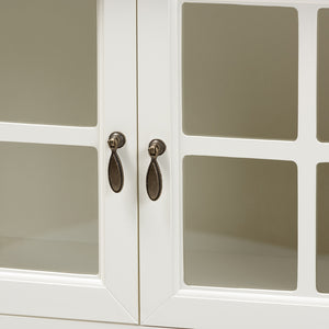 Baxton Studio Chauncey Classic And Traditional White Finished Wood And Glass 2-Door Kitchen Storage Cabinet