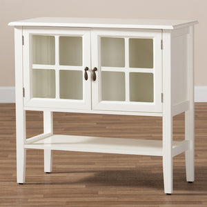 Baxton Studio Chauncey Classic And Traditional White Finished Wood And Glass 2-Door Kitchen Storage Cabinet