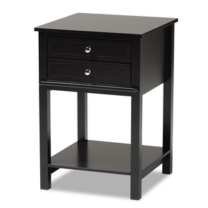 Baxton Studio Willow Modern Transitional Black Finished 2-Drawer Wood Nightstand