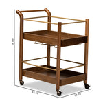 Load image into Gallery viewer, Baxton Studio Tahir Modern And Contemporary Walnut Brown Finished Wood And Antique Gold Finished Metal 2-Tier Mobile Bar Cart
