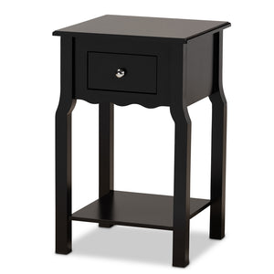 Baxton Studio Hailey Classic Traditional And Transitional Black Finished Wood 1-Drawer Nightstand