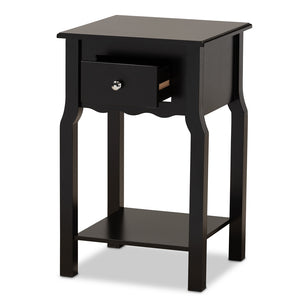 Baxton Studio Hailey Classic Traditional And Transitional Black Finished Wood 1-Drawer Nightstand