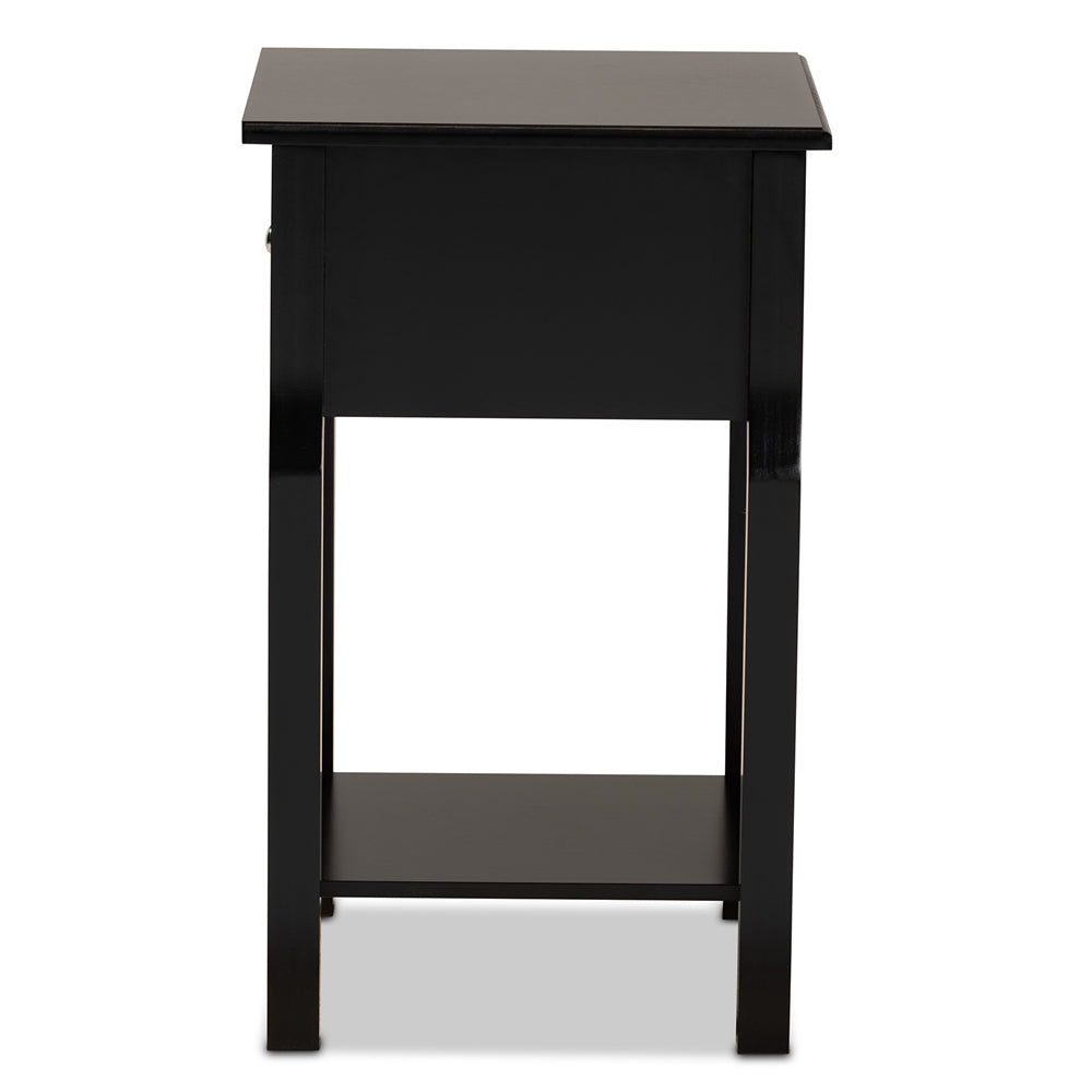 Baxton Studio Hailey Classic Traditional And Transitional Black Finished Wood 1-Drawer Nightstand