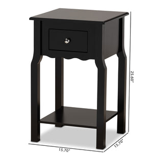 Baxton Studio Hailey Classic Traditional And Transitional Black Finished Wood 1-Drawer Nightstand