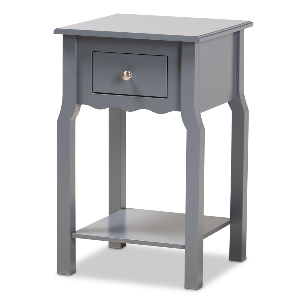 Baxton Studio Hailey Classic Traditional And Transitional Dark Grey Finished Wood 1-Drawer Nightstand