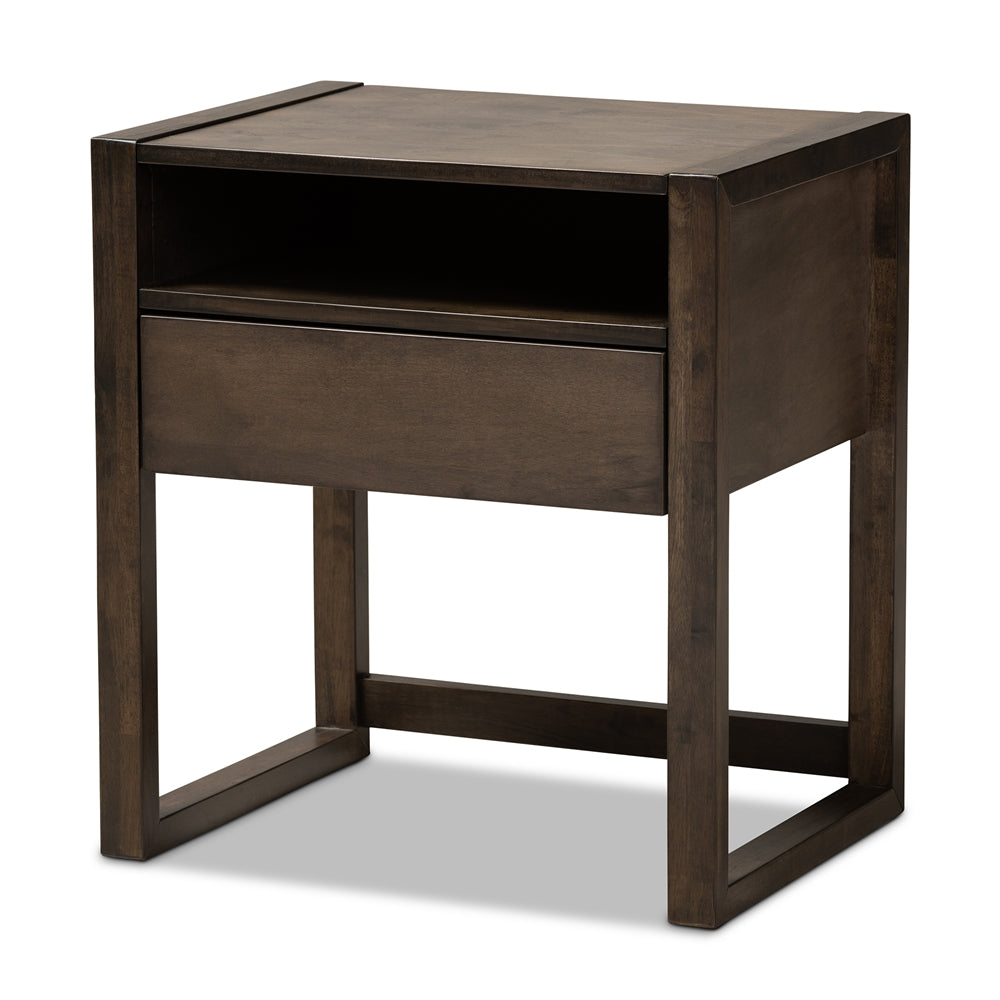 Baxton Studio Inicio Modern And Contemporary Ash Brown Finished 1-Drawer Wood Nightstand