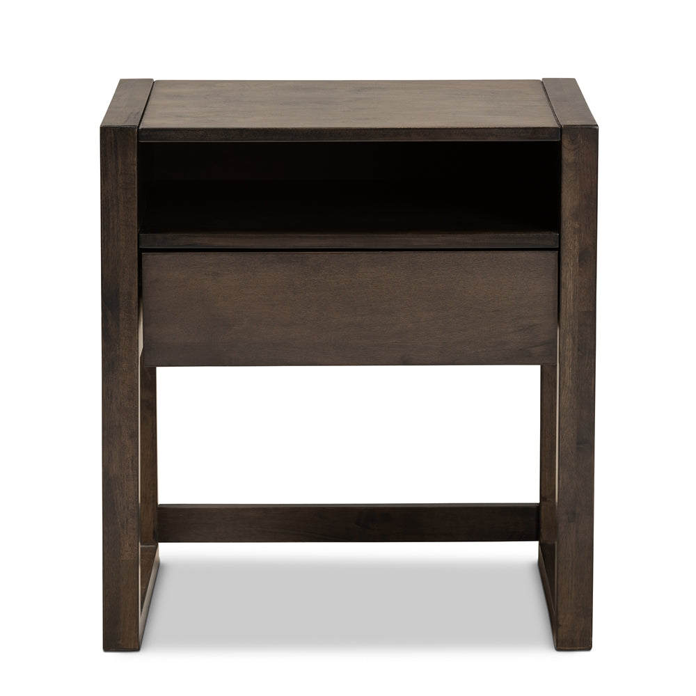 Baxton Studio Inicio Modern And Contemporary Ash Brown Finished 1-Drawer Wood Nightstand