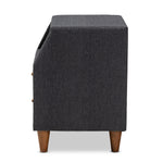 Load image into Gallery viewer, Baxton Studio Claverie Mid-Century Modern Charcoal Fabric Upholstered 2-Drawer Wood Nightstand
