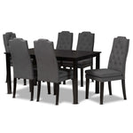 Load image into Gallery viewer, Baxton Studio Dylin Modern And Contemporary Dark Grey Fabric Upholstered And Dark Brown Finished Wood 7-Piece Dining Set
