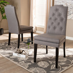 Load image into Gallery viewer, Baxton Studio Dylin Modern And Contemporary Gray Fabric Upholstered Button Tufted Wood Dining Chair Set Of 2
