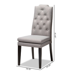 Baxton Studio Dylin Modern And Contemporary Gray Fabric Upholstered Button Tufted Wood Dining Chair Set Of 2