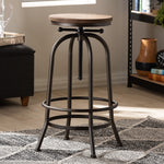 Load image into Gallery viewer, Baxton Studio Aline Vintage Rustic Industrial Style Wood And Rust-Finished Steel Adjustable Swivel Bar Stool
