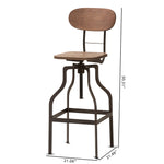 Load image into Gallery viewer, Baxton Studio Varek Vintage Rustic Industrial Style Wood And Rust-Finished Steel Adjustable Swivel Bar Stool
