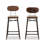 Load image into Gallery viewer, Baxton Studio Varek Vintage Rustic Industrial Style Bamboo And Rust-Finished Steel Stackable Counter Stool Set Of 2
