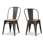 Load image into Gallery viewer, Baxton Studio Henri Vintage Rustic Industrial Style Tolix-Inspired Bamboo And Gun Metal-Finished Steel Stackable Dining Chair Set Of 2
