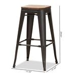 Load image into Gallery viewer, Baxton Studio Henri Vintage Rustic Industrial Style Tolix-Inspired Bamboo And Gun Metal-Finished Steel Stackable Bar Stool Set Of 2
