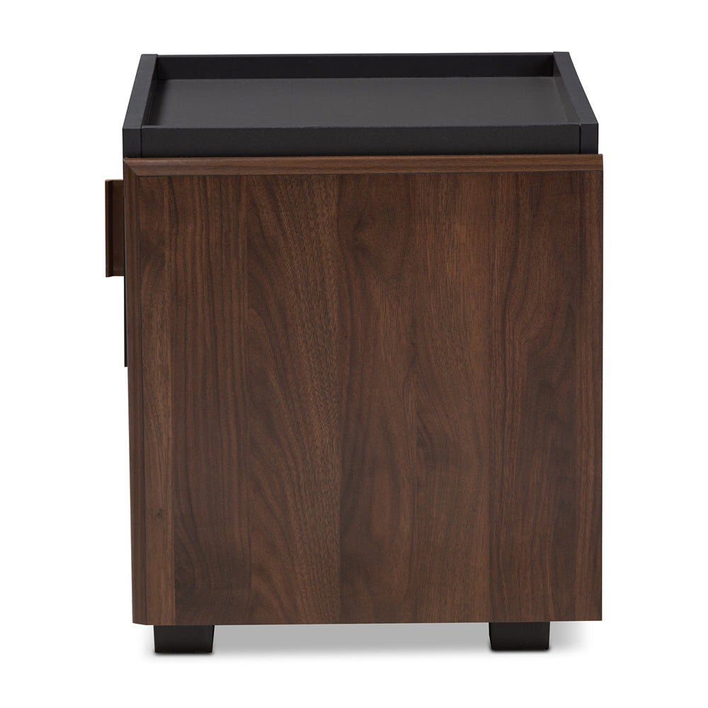 Baxton Studio Rikke Modern And Contemporary Two-Tone Gray And Walnut Finished Wood 1-Drawer Nightstand