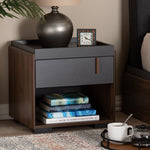 Load image into Gallery viewer, Baxton Studio Rikke Modern And Contemporary Two-Tone Gray And Walnut Finished Wood 1-Drawer Nightstand
