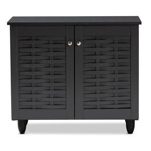 Baxton Studio Winda Modern And Contemporary Dark Gray 2-Door Wooden Entryway Shoe Storage Cabinet