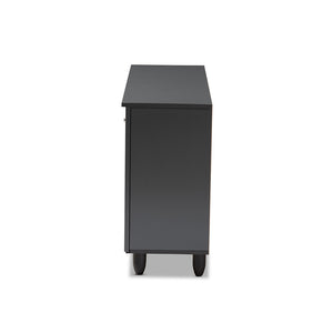 Baxton Studio Winda Modern And Contemporary Dark Gray 3-Door Wooden Entryway Shoe Storage Cabinet