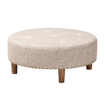 Load image into Gallery viewer, Baxton Studio Vinet Modern And Contemporary Beige Fabric Upholstered Natural Wood Cocktail Ottoman
