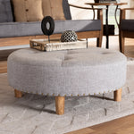 Load image into Gallery viewer, Baxton Studio Vinet Modern And Contemporary Light Gray Fabric Upholstered Natural Wood Cocktail Ottoman
