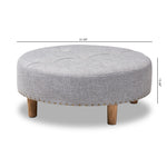 Load image into Gallery viewer, Baxton Studio Vinet Modern And Contemporary Light Gray Fabric Upholstered Natural Wood Cocktail Ottoman
