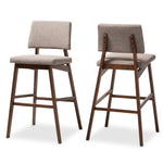 Load image into Gallery viewer, Baxton Studio Colton Mid-Century Modern Light Gray Fabric Upholstered And Walnut-Finished Wood Bar Stool Set Of 2
