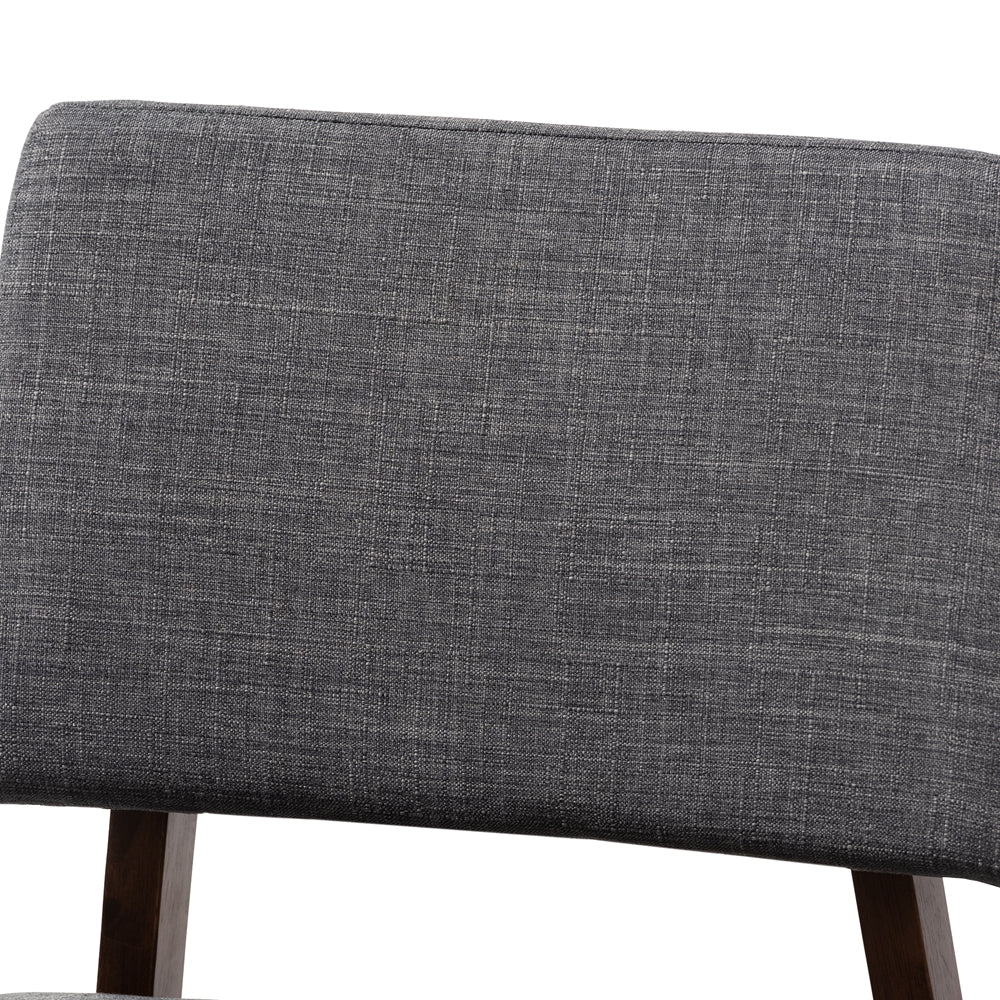 BAXTON STUDIO COLTON MID-CENTURY MODERN DARK GRAY FABRIC UPHOLSTERED AND WALNUT-FINISHED WOOD BAR STOOL SET OF 2