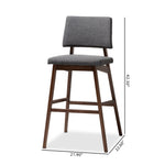 Load image into Gallery viewer, Baxton Studio Colton Mid-Century Modern Dark Gray Fabric Upholstered And Walnut-Finished Wood Bar Stool Set Of 2
