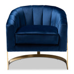 Load image into Gallery viewer, Baxton Studio Tomasso Glam Royal Blue Velvet Fabric Upholstered Gold-Finished Lounge Chair
