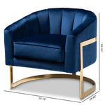 Load image into Gallery viewer, Baxton Studio Tomasso Glam Royal Blue Velvet Fabric Upholstered Gold-Finished Lounge Chair
