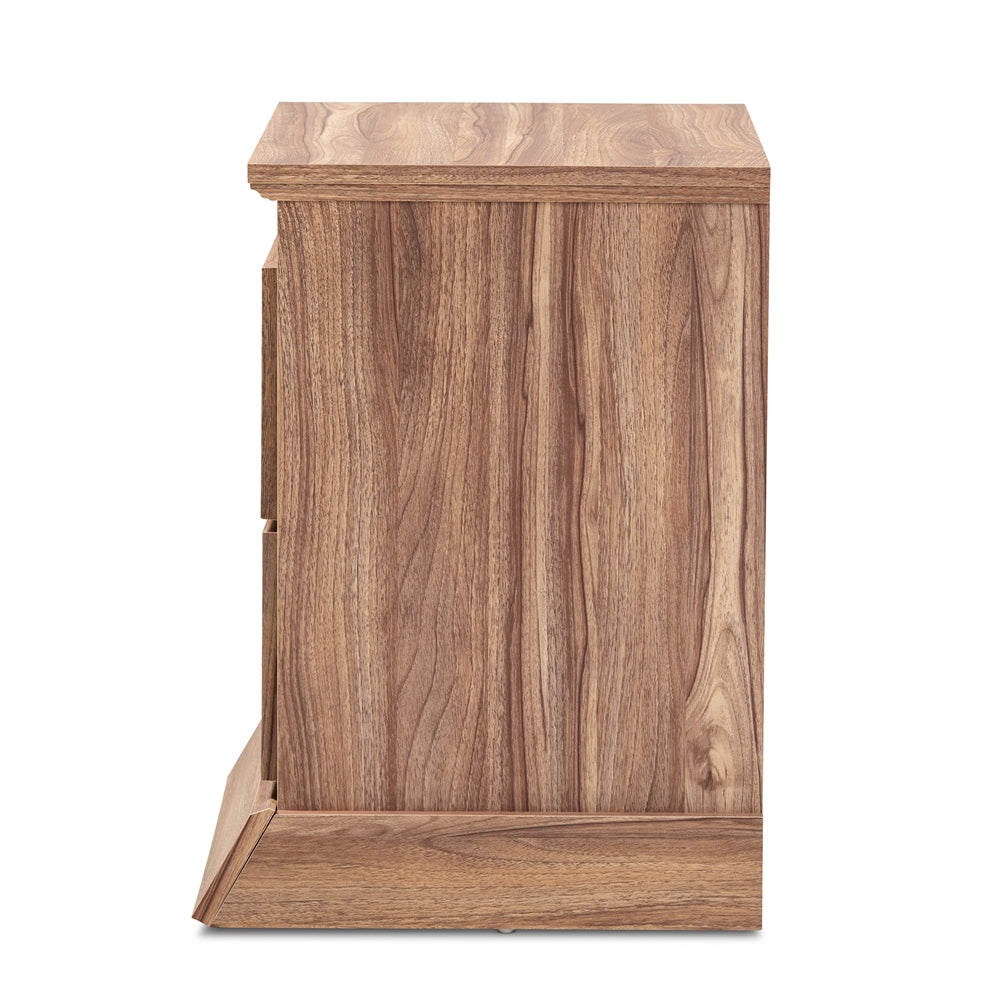 Baxton Studio Ryker Modern And Contemporary Oak Finished 2-Drawer Wood Nightstand