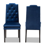 Load image into Gallery viewer, Baxton Studio Dylin Modern And Contemporary Navy Blue Velvet Fabric Upholstered Button Tufted Wood Dining Chair Set Of 2
