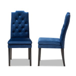 Load image into Gallery viewer, Baxton Studio Dylin Modern And Contemporary Navy Blue Velvet Fabric Upholstered Button Tufted Wood Dining Chair Set Of 2
