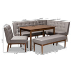 Load image into Gallery viewer, Baxton Studio Arvid Mid-Century Modern Gray Fabric Upholstered 5-Piece Wood Dining Nook Set
